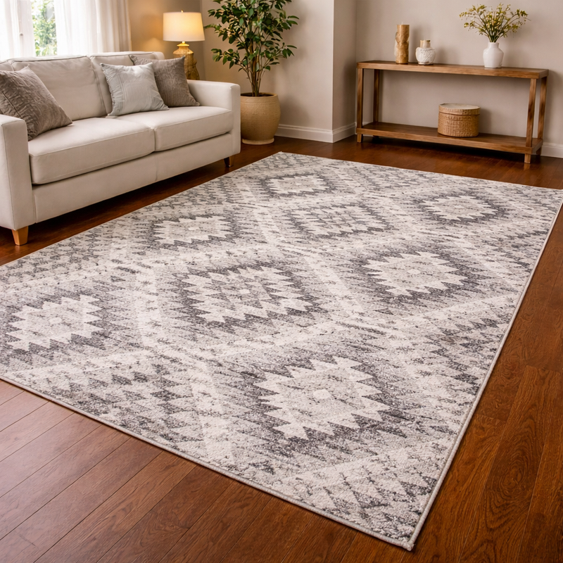 Ardenne Azteca Charcoal & Grey Modern Contemporary Rug