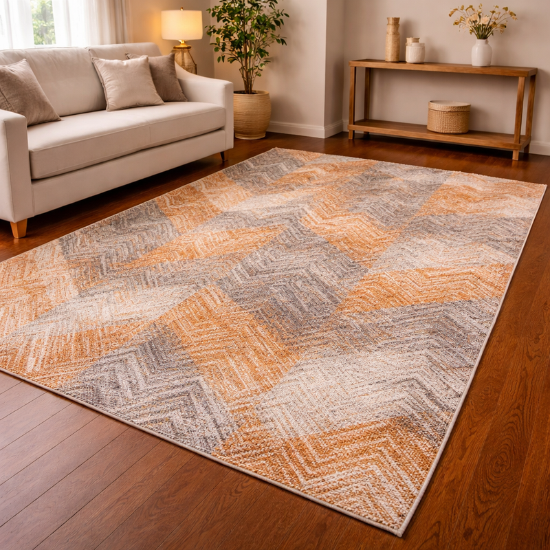 Ardenne Chevy Orange & Charcoal Contemporary Abstract Rug