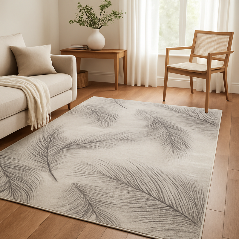 Boutique Plumes Grey & Beige Contemporary Rug