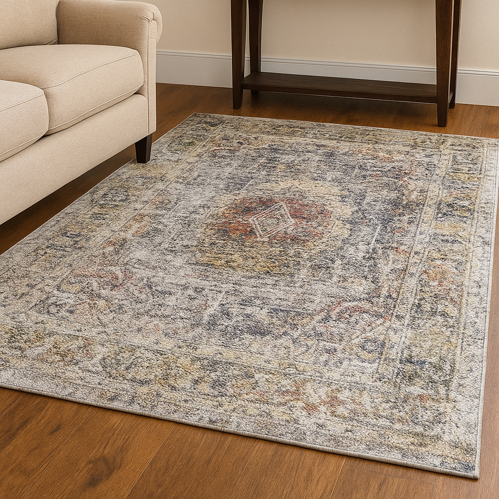 Grey Rug | Boho Medallion | Traditional Style Rug