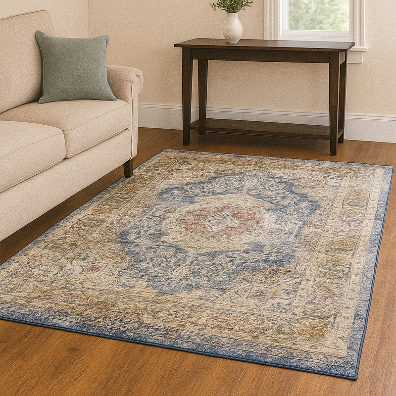 Boho Medallion Blue & Brown Classic Vintage Rug