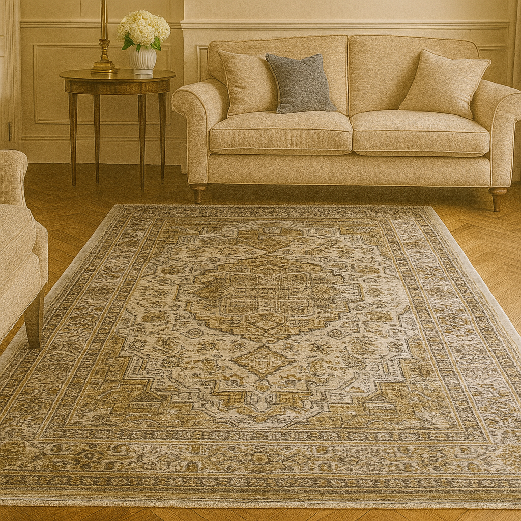Natural Rug | Aziza Medallion | Shades of Brown | Traditional Style Rug