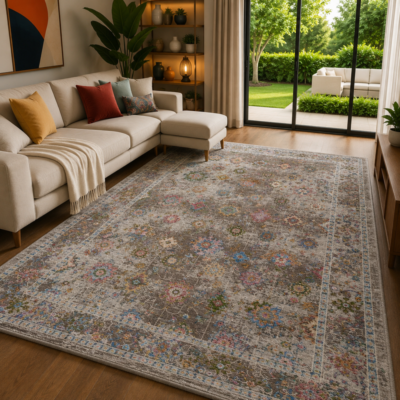 Prestige Sojourn Knoll Grey & Brown Vintage Oriental Rug