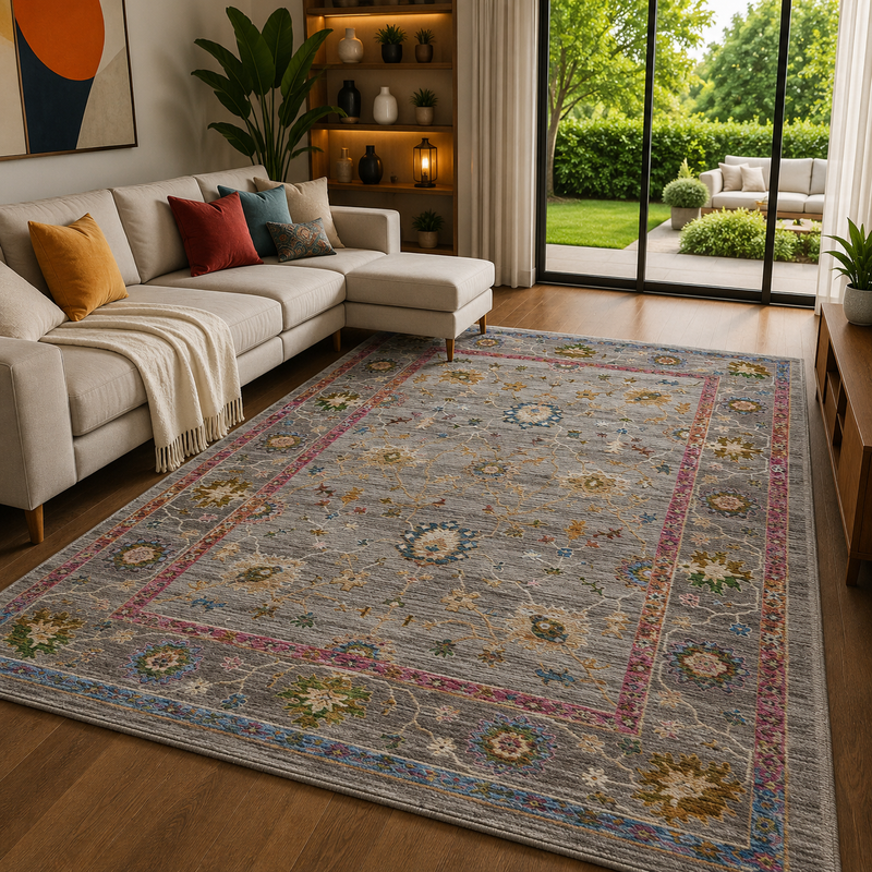 Prestige Sojourn Holt Grey & Red Vintage Oriental Rug