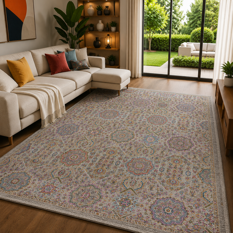 Prestige Sojourn Drum Grey & Blue Vintage Oriental Rug
