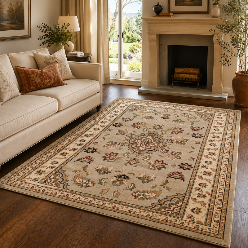 Hand Made Sherbourne Biege & Brown Classic Vintage Rug