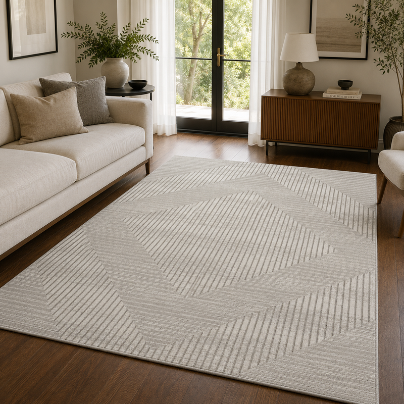 Urco Petra Rano Grey & White Minimal Luxury Contemporary Rug