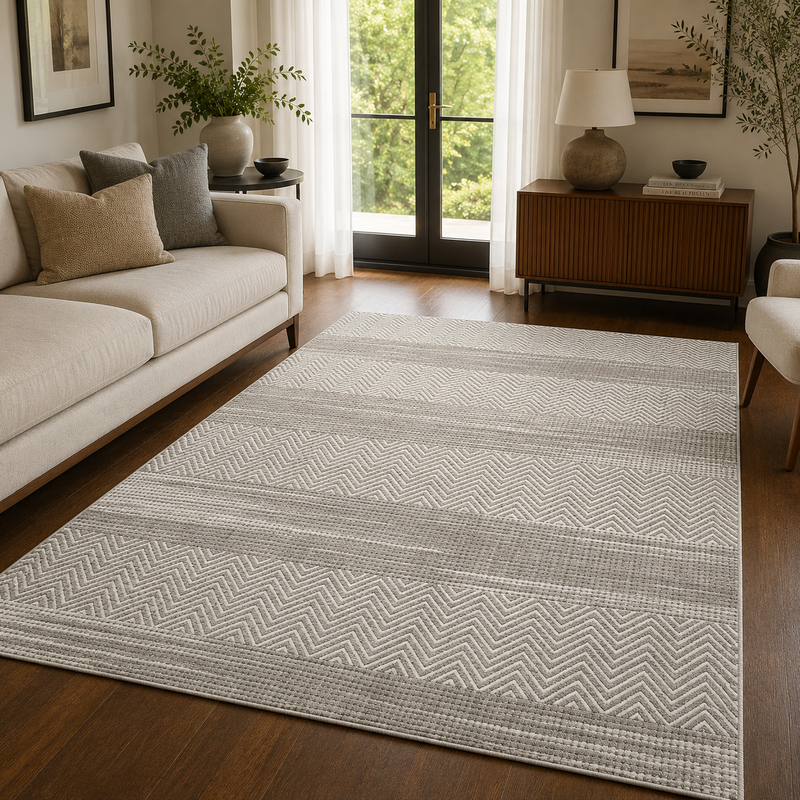 Urco Petra Jerash Grey & White Minimal Luxury Contemporary Rug