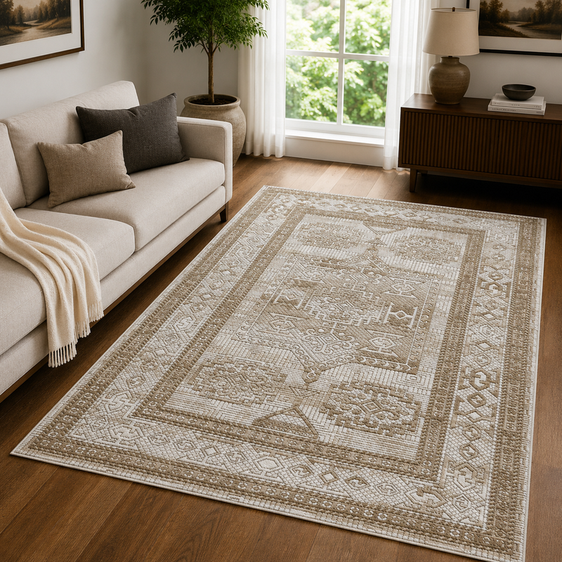 Urco Petra Ellorah Gold & Grey Classic Vintage Roman Rug