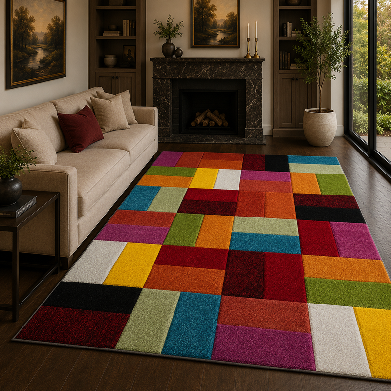 Urco Spectra Largo Multi Coloured Abstract Contemporary Rug