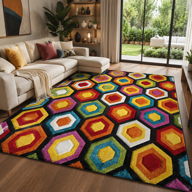 Urco Spectra Marco Multi Coloured Abstract Contemporary Rug