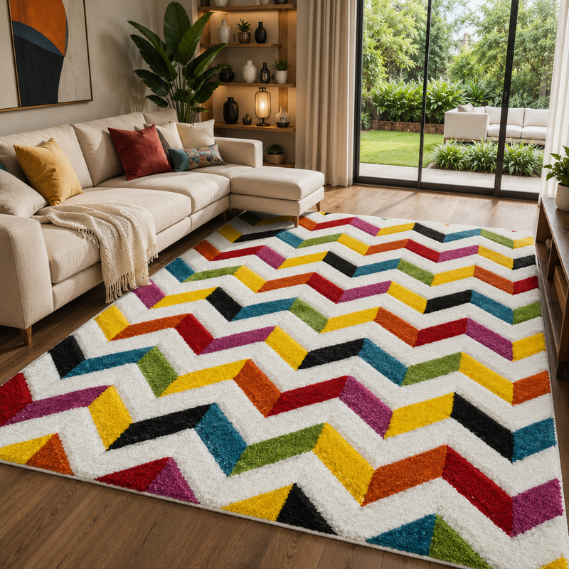 Urco Spectra Coral Multi Coloured Abstract Contemporary Rug