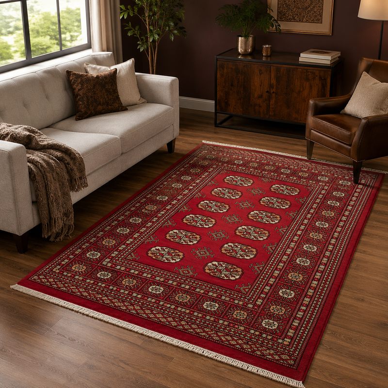 Prestige Bokhara Red Bohemian Vintage Rug