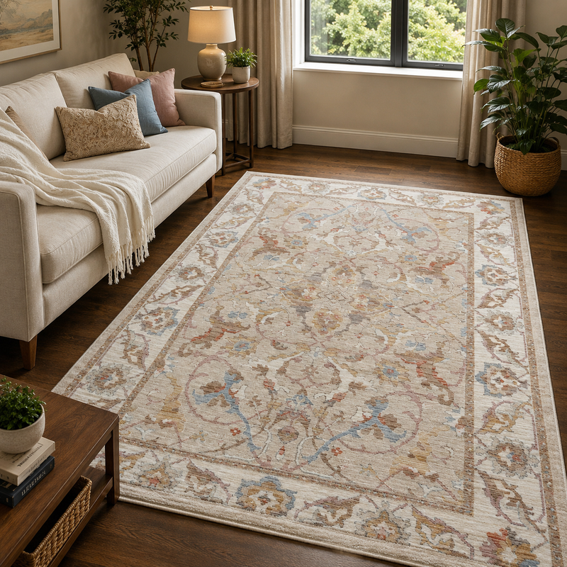 Prestige Keyon Alia Biege & Cream Oriental Vintage Rug