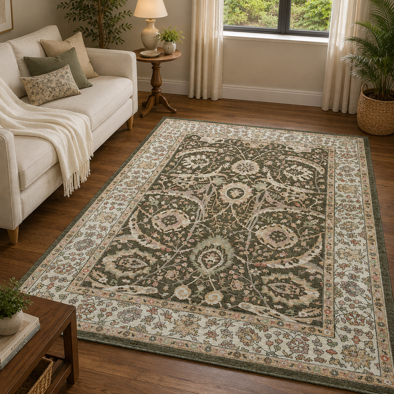 Prestige Viana Alia Green & Beige Oriental Vintage Rug