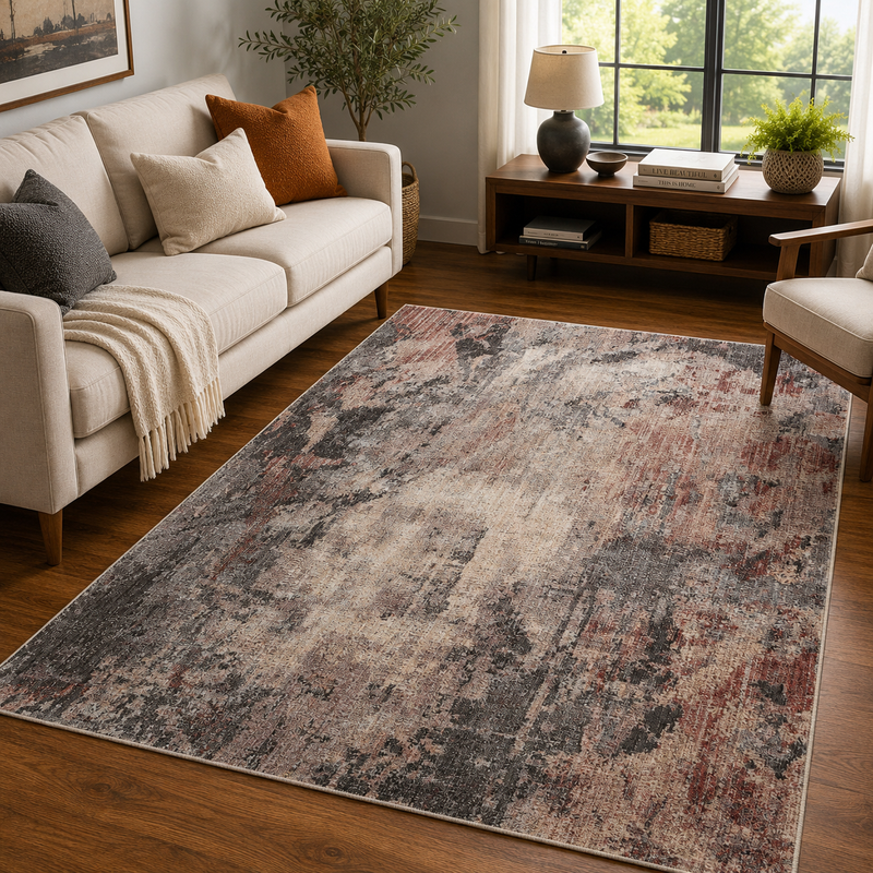Prestige Alia Charcoal & Rose Modern Contemporary Rug
