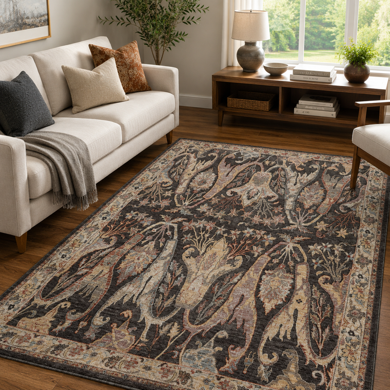 Prestige Alia Black & Beige Classic Vintage Rug