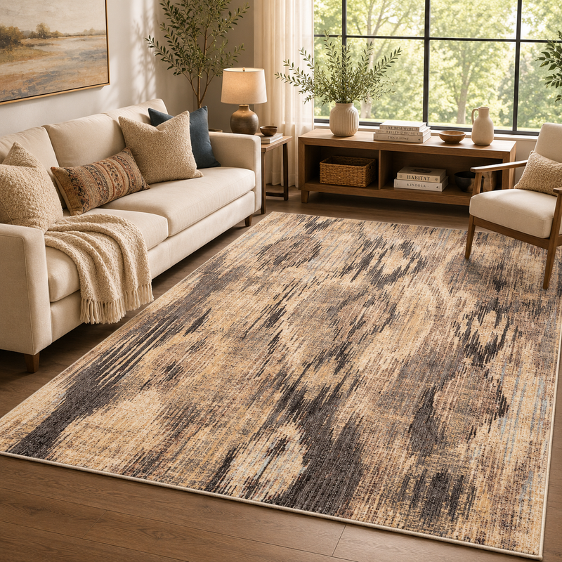 Prestige Alia Beige & Charcoal Minimal Luxury Contemporary Rug