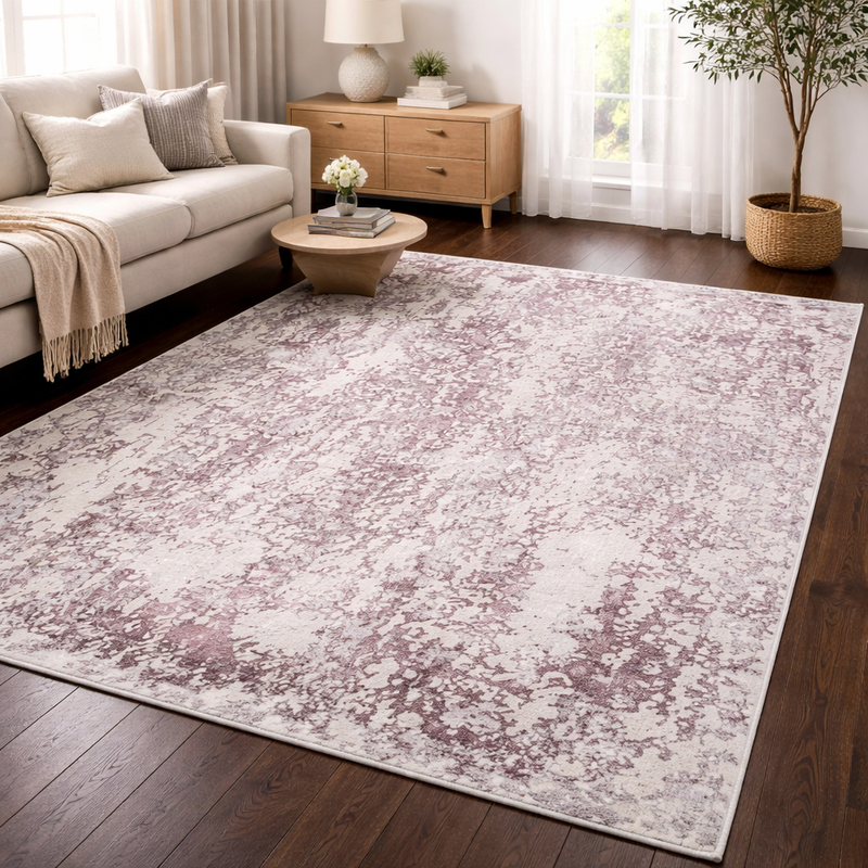 Vienna Aurora Beige & Lilac Minimal Contemporary Rug