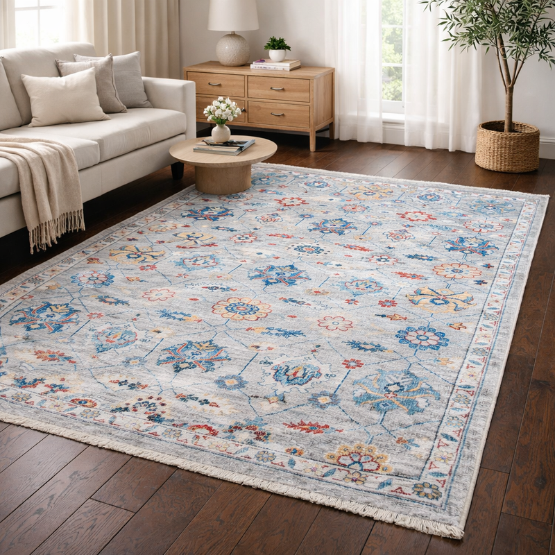 Modena Nadia Blue & Grey Oriental Bohemian Rug