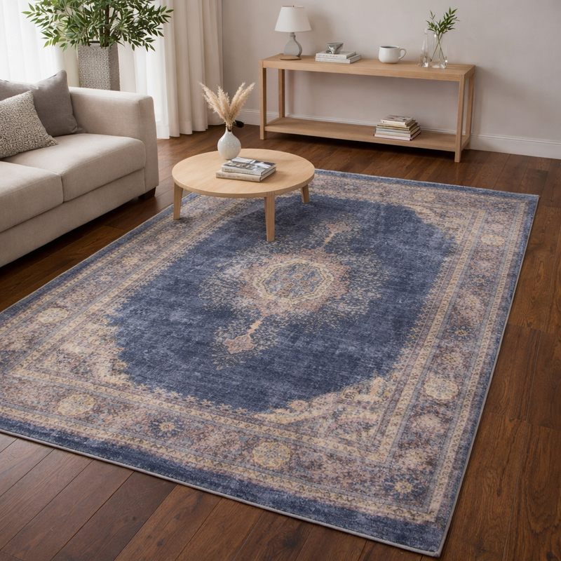Modena Hamadan Tan & Midnight Blue Classic Vintage Rug