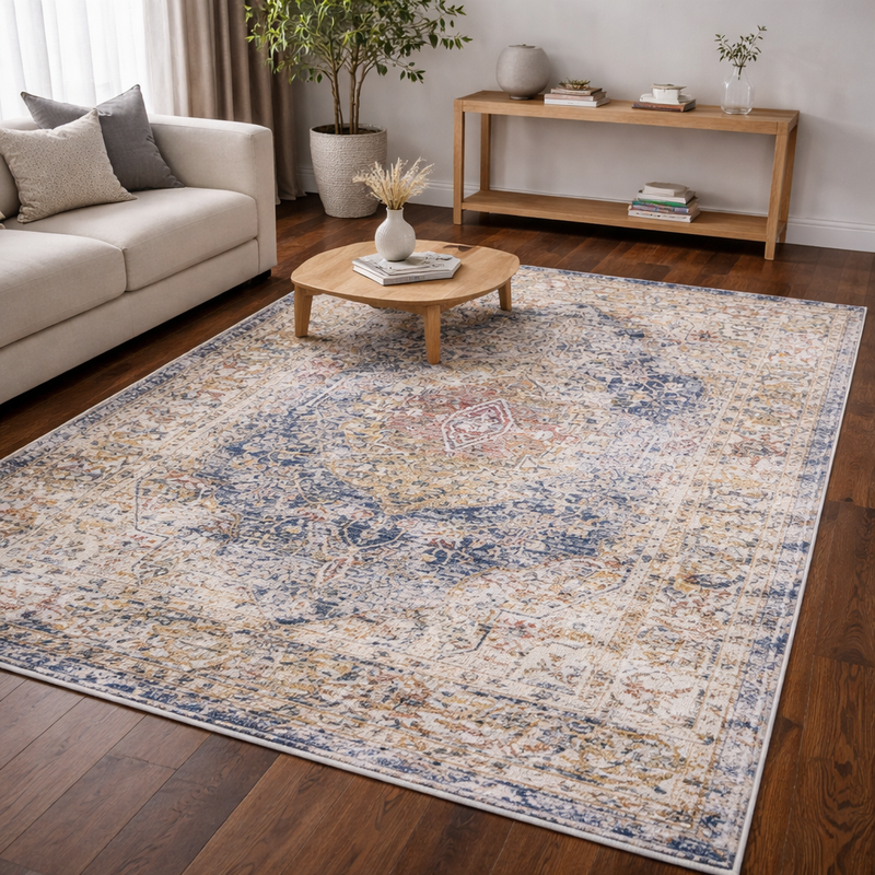 Boho Medallion Blue & Brown Classic Vintage Rug