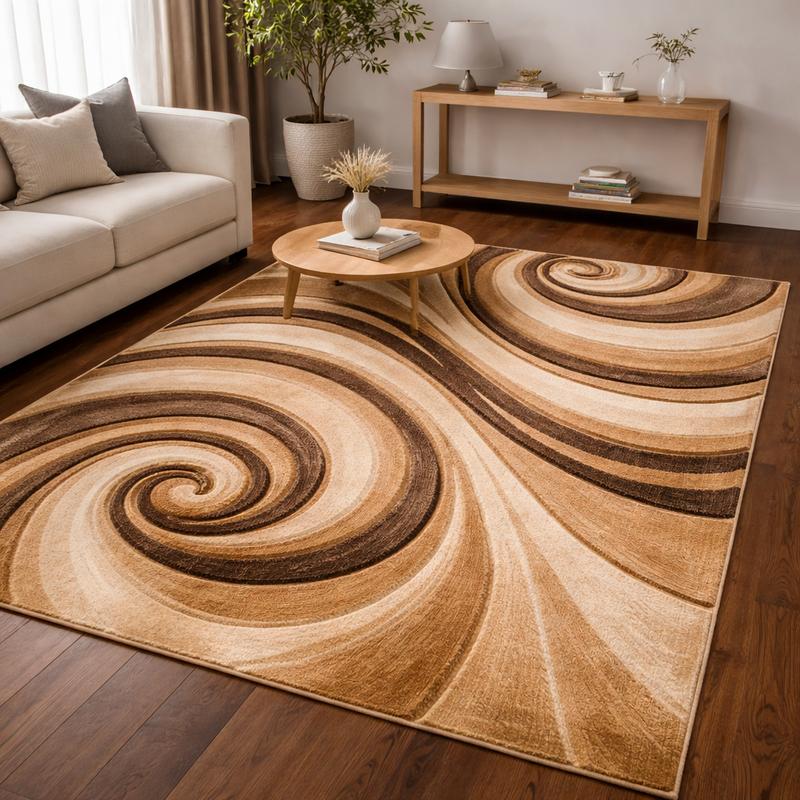 Samba Spirals Brown & Beige Contemporary Abstract Rug