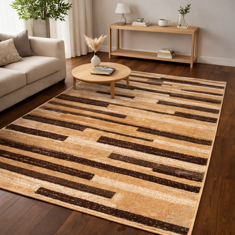 Samba Levels Gold & Brown Contemporary Abstract Rug