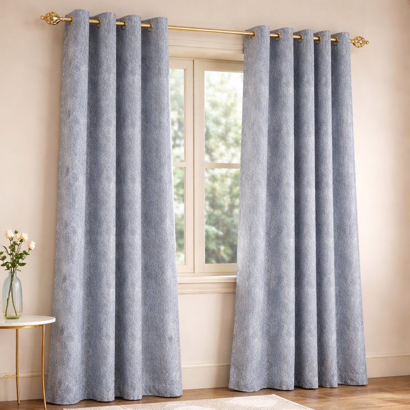 Cloud Light Blue Interlined Ready Made Curtains | Minimal Pattern