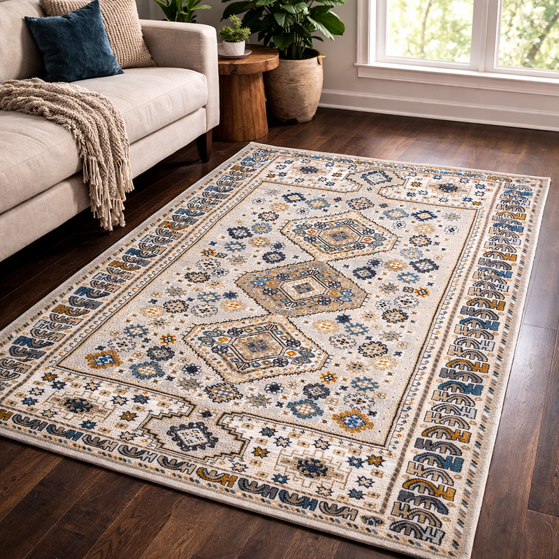 Aziza Katana Beige & Grey Oriental Vintage Rug