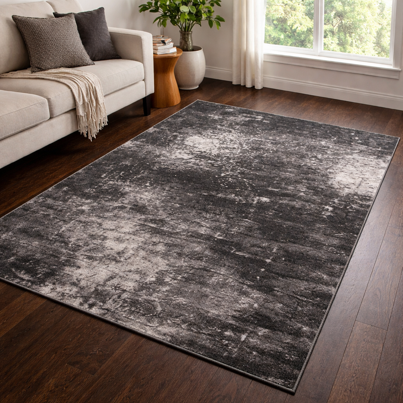 Bellini Mirage Charcoal & Grey Contemporary Plush Shaggy Rug