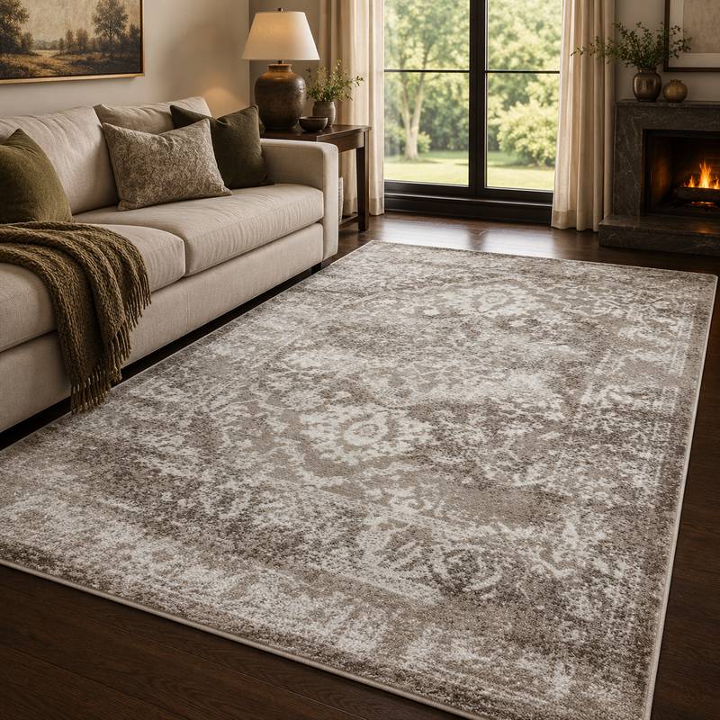 Antika Medallion Taupe & Beige Oriental Bohemian Rugs