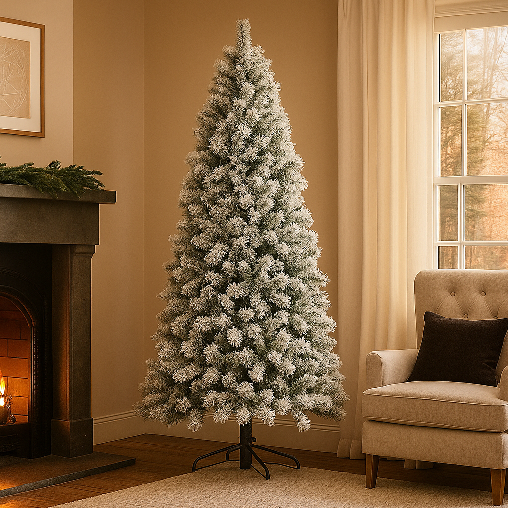 White 7ft Flocked Christmas Tree