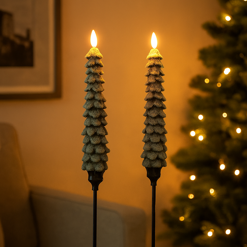 LED Pair Of Christmas Tree Candles