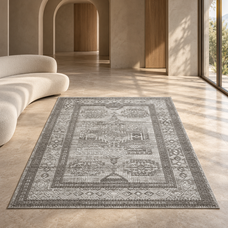 Urco Petra Ellorah Stone Grey & Warm Linen Classic Vintage Roman Rug