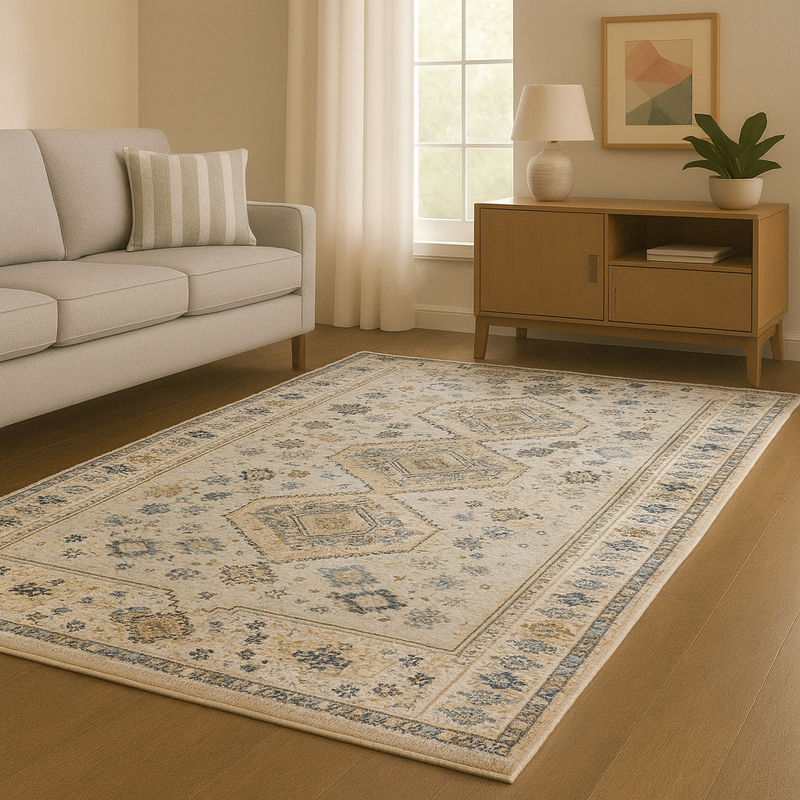 Aziza Katana Beige & Grey Oriental Vintage Rug