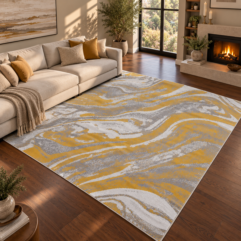 Balletto Silver & Gold Modern Contemporary Rug