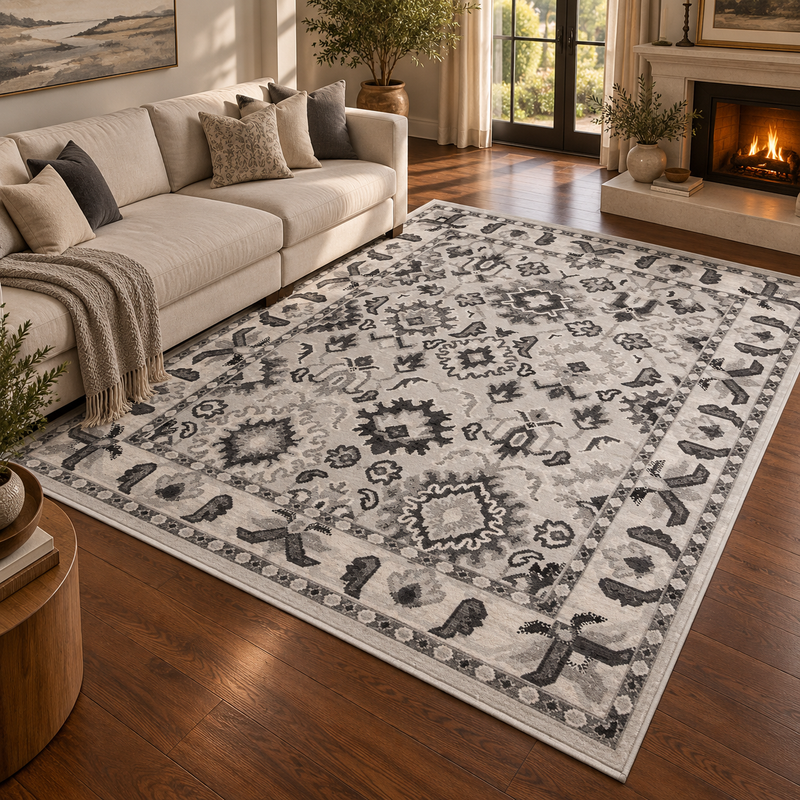 Balletto Silver Grey & Deep Charcoal Modern Contemporary Rug