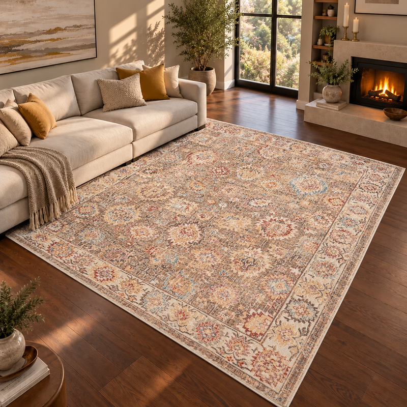 Prestige Alia Oatmeal Biege & Mushroom Taupe Bohemian Vintage Rug