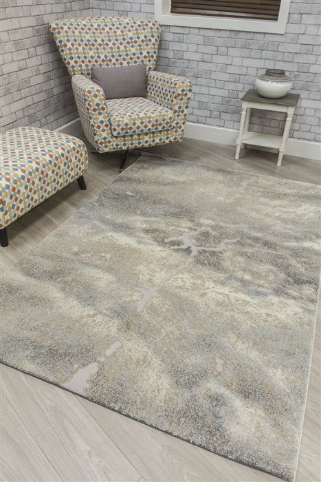 Callisto Mist - Light Grey/ Cream Abstract Rug - MacCarthys