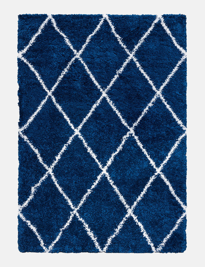 Fantasy Trellis Blue/Cream Shaggy Rug - MacCarthys