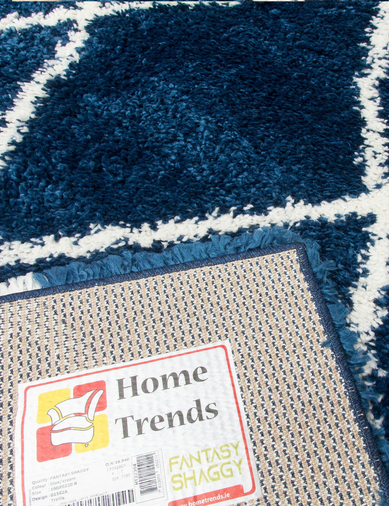 Fantasy Trellis Blue/Cream Shaggy Rug - MacCarthys