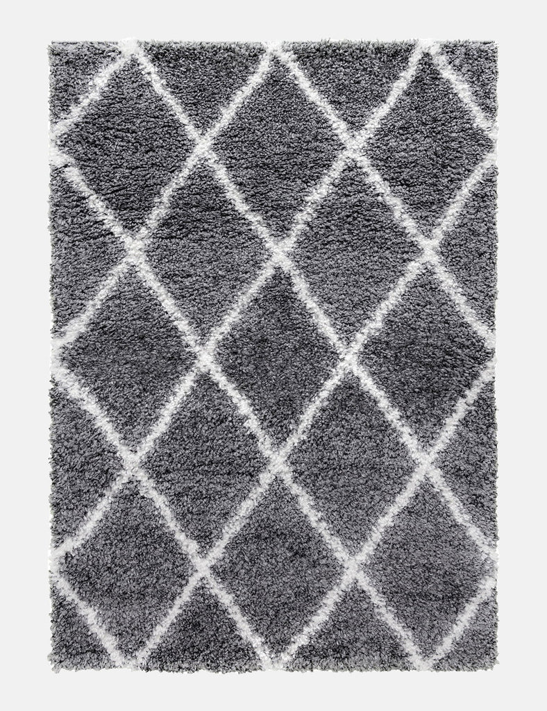 Fantasy Trellis Dark Grey/Cream Shaggy Rug - MacCarthys