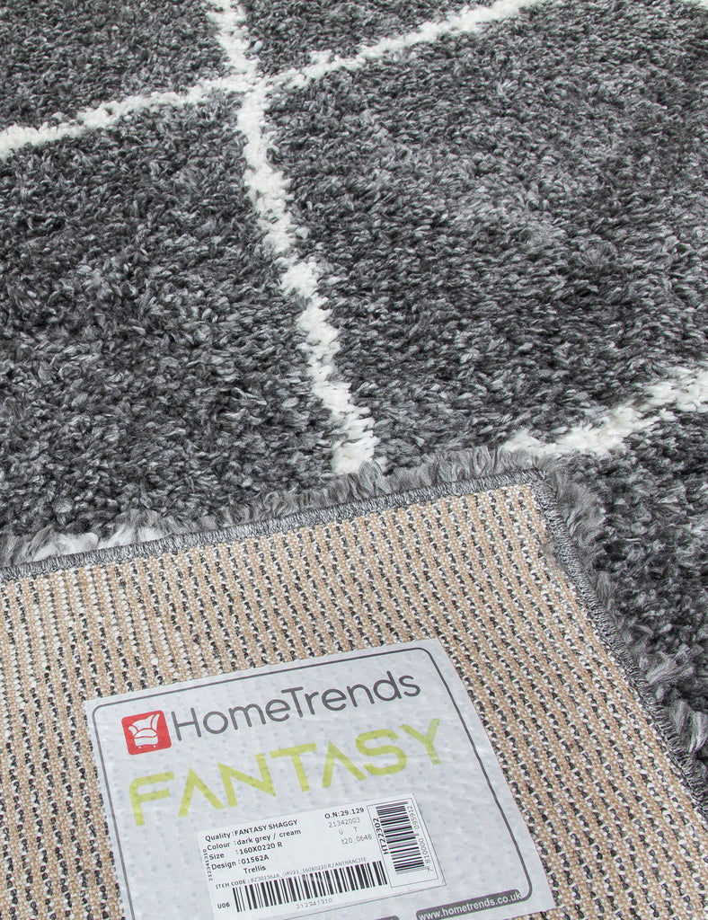 Fantasy Trellis Dark Grey/Cream Shaggy Rug - MacCarthys