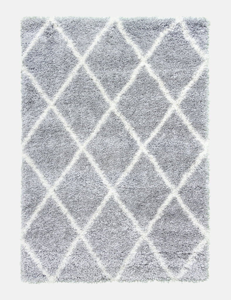 Fantasy Trellis Light Grey/Cream Shaggy Rug - MacCarthys