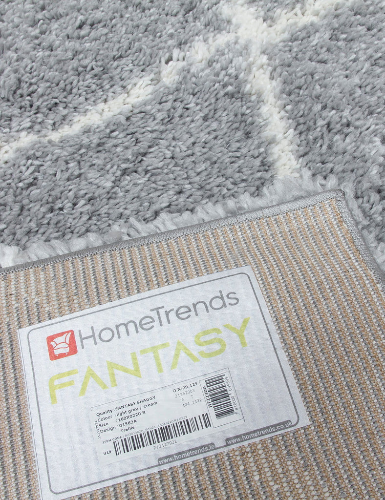 Fantasy Trellis Light Grey/Cream Shaggy Rug - MacCarthys