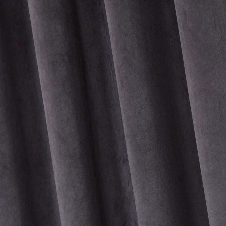 Elegance Velvet Interlined Curtains - Graphite - MacCarthys