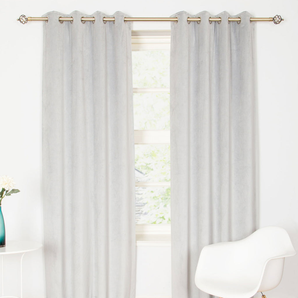 Elegance Velvet Interlined Curtains - Grey - MacCarthys