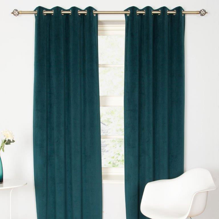 Elegance Velvet Interlined Curtains - Marine - MacCarthys