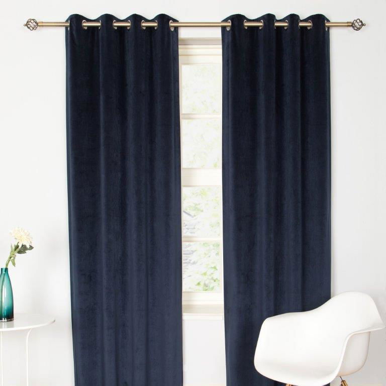 Elegance Velvet Interlined Curtains - Midnight - MacCarthys